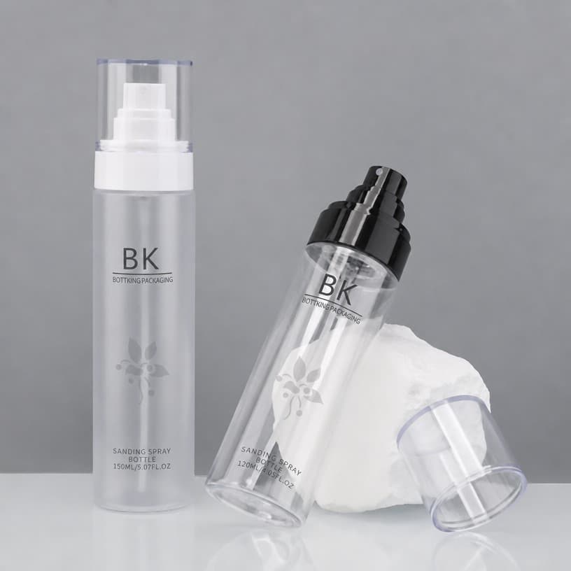 Clear Mist Spray Bottle Custom Color Cosmetic Plastic Bottle — pack family view with matching formats
