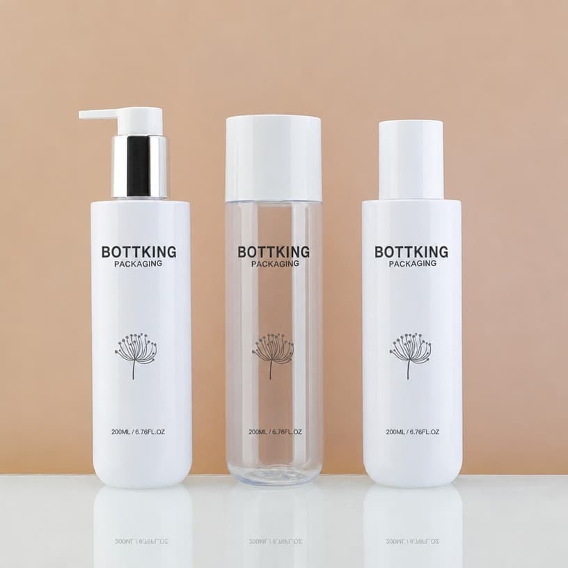 Recycled 200ml Cosmetic Plastic Bottle — closure and dispensing detail