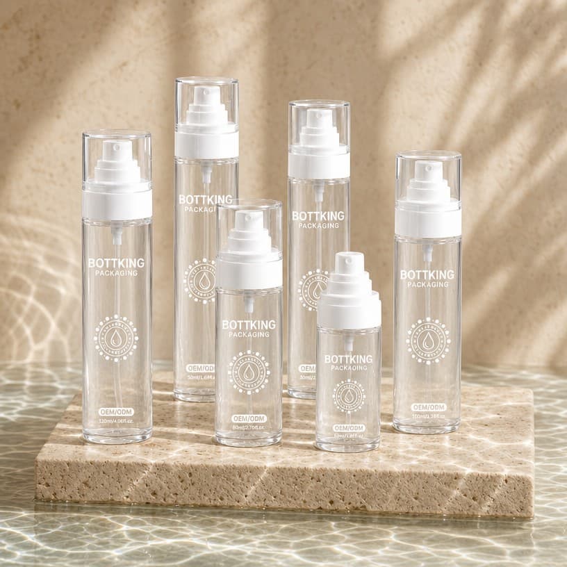 Cylinder Recycled PET Plastic Spray Bottle — PET, 60 ml / 80 ml / 100 ml / 120 ml / 130 ml / 150 ml