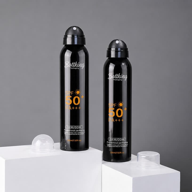 Black 200ml Cylinder Facial Hydrating Mist Spray Bottle — PET, 200 ml