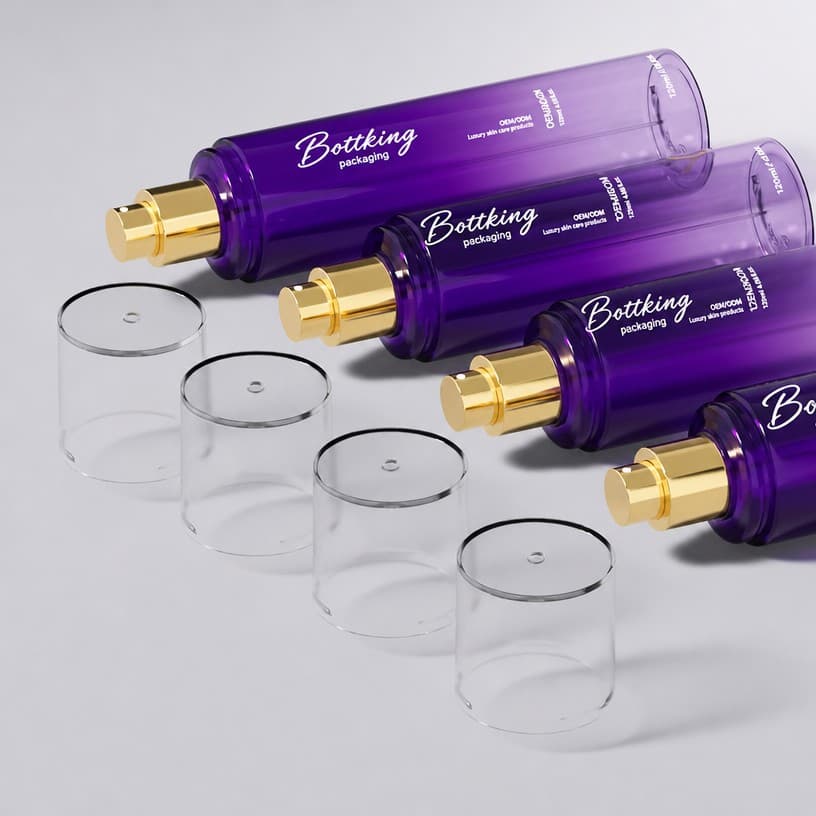 Gold Pump Sprayer PET Lotion Toner Moisturizer Perfume Bottle — surface finish and decoration detail