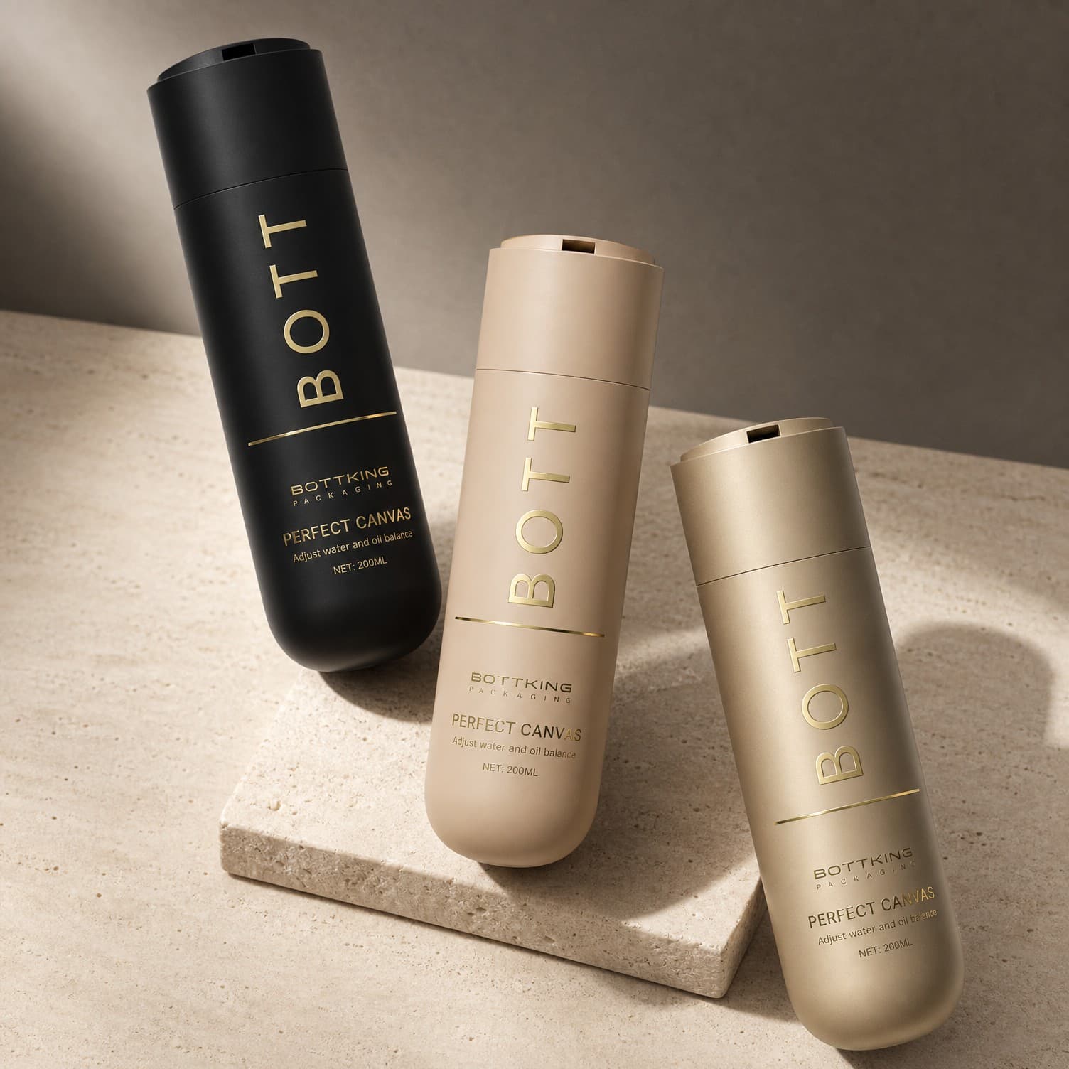 Bottking cosmetic packaging with measured sustainability and premium finish